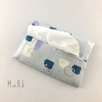 ○△□ ブルー　ポケットティッシュケース