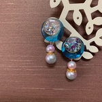 【送料無料】Lua Azul（ピアス/イヤリング/青/半透明/パール/オリジナル/ハンドメイド)