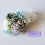 再販 autumn-winter corsage＆head dress　No5：SNOW ：プリザのコサージュ＆髪飾り