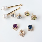 2way 秋色ビジューピアス  コットンパールバーキャッチ
