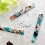 【4個】アクリルチャーム③  べっ甲風  マーブル  スティック  チャーム♡ #31971