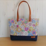 リバティ　スモールスザンナ　カラフル＆ヴィンテージ帆布のマチ広トートバッグ　