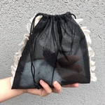 巾着ポーチ(大)   透け感クロ・乙女心をツンツン♡     