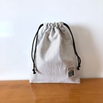 巾着袋 21×16/stripe:white