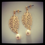 リーフ＆パールのピアス♡ホワイト♡　＜全5色＞