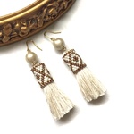 再販6♡ ♡tassel × cottonpearl earrings（off white）
