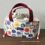 再３♡　洗える！保冷お弁当用バッグ　幼児・子供用サイズ　女の子用　花柄　赤系