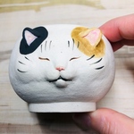 顔面三毛ねっこの小物入れ