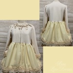 特別価格♪1点物*リボンのボレロ カーディガン ミニワンピース★ライトベージュ×生成×レース(即納品)