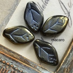 【8粒✴︎12×7mm】チェコビーズ ✴︎リーフ《ブラウンアイリス》