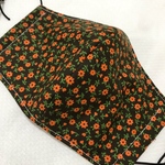 小花柄コットン立体マスク　簡単キット（ブラウン）