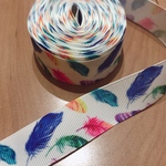 ❁︎22mm❁︎ フェザー  ネイティブ  羽根　グログランリボン 