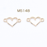M5148  60個  高品質チャームパーツ ハート 2カン付き 8×14mm ゴールド 3×【20ヶ】