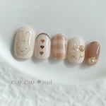 新作*ワイヤーのうさぎさん×ブラウンチェックネイル*