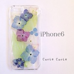 ⑥スケルトン葉脈と紫陽花の押し花iPhone6