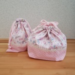 コップ袋&お弁当袋(pi)☆ユニコーン×ドット(ピンク)