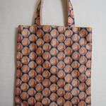 ぺったんこバッグ*リバティ*Peacocks of Grantham Hall*ブルー&オレンジ*32×28㎝