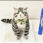 羊毛フェルト　猫　ブサイクな猫さん　サバトラ　ねこ　ネコ　猫フィギュア
