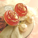 Vintageローズカボションイヤリング