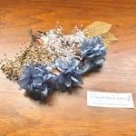 大人気！！ロイヤルブルーの紫陽花とかすみ草のヘッドパーツ（ゴールド系orシルバー系　選択可）