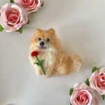 ポメラニアン 羊毛フェルト 母の日 ブローチ