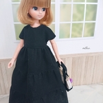 リカちゃん ティアードワンピース(黒)