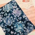  送料無料♪紫陽花柄のハーフガーゼハンカチ