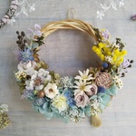 Lune Bonheur＜Bleu Clair＞＊ハーフムーンリース＊プリザーブドフラワー＊お花＊ギフト＊結婚祝い＊新築祝い＊お誕生日祝い＊ウェディング＊母の日