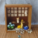 猫のいる縁側（梅雨）