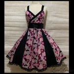 1点物*モダン和柄キャミソールドレス ジャンパースカート★梅×紫×黒レース