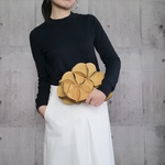 幾何学的なお花の3Wayバッグ-マスタード