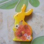 ◇289　レモネード🐰うさぎと文鳥のブローチ🐥
