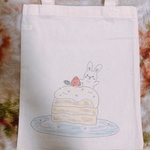 手描き1点物「パンケーキうさうさ」トートバッグ