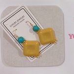 レトロ風⭐︎ターコイズ×イエローピアス