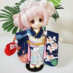 オビツ11着物🌸紅白の小花🌸