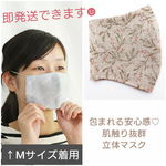 【男女兼用ゆったりサイズ】洗える♡コットン×ダブルガーゼの立体布マスク〈果実柄〉グレージュ
