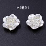A2621  90個  デコパーツ アクリルパーツ 19×19mm ホワイト  3×【30ヶ】