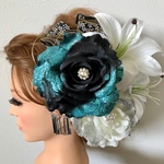 エメラルドグリーン　和装髪飾り　振袖髪飾り