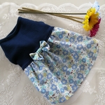 【オーダー可】ネイビー×花柄チュールワンピース　犬服　ハンドメイド　ドッグウェア