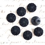 ■ラスト■8個入■14mm■ビンテージボタン (ブラック花)　 