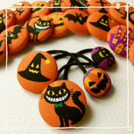 2コ組🎃ハロウィン🎃くるみボタンヘアゴム【オレンジ】