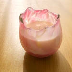 【sale】夜を楽しむ、吹きガラスの器のソイキャンドル（ボール・ライトピンク）