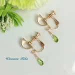 ♡ 宝石質ペリドット ファセットカットのイヤリング/ピアス