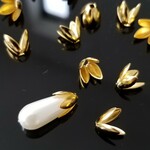 *10pcs*　カツラパーツ　花座　ゴールド　アクセサリーパーツ