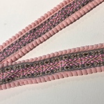 ボンボンステッチ　ジャガード　リボン　　幅3.8cm×45cm パステル ピンク