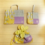入園入学セット／花びらのナップサック 付き レッスンバッグセット／北欧風／イエロー／レッスンバッグ／上履き入れ／花びらのナップサック 