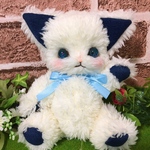 こねこちゃん 白×デニム ぬいぐるみ