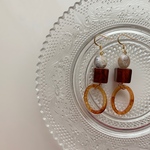 [一点物] beige × brown pierce/earring 