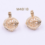 M4818  3個  ペンダント ロケットチャーム パールやジルコニアなど封入可 透かしオーバル ゴールド 3×【1ヶ】