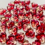 15個　チェコガラスビーズ  三弁の花　フラワービーズ ペタル 花びら 花弁  ザクロ＆ゴールド